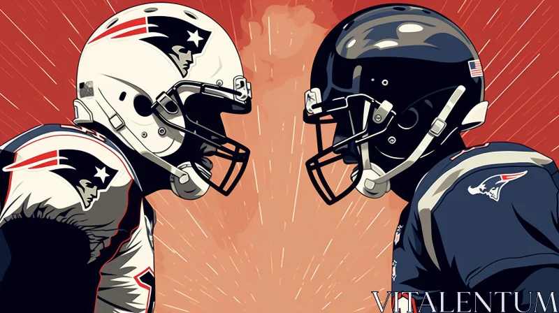 Intense American Football Player Face-Off Illustration AI Image