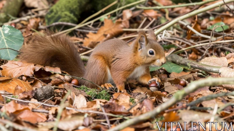 Red Squirrel in Forest: Majestic Curiosity Captured AI Image
