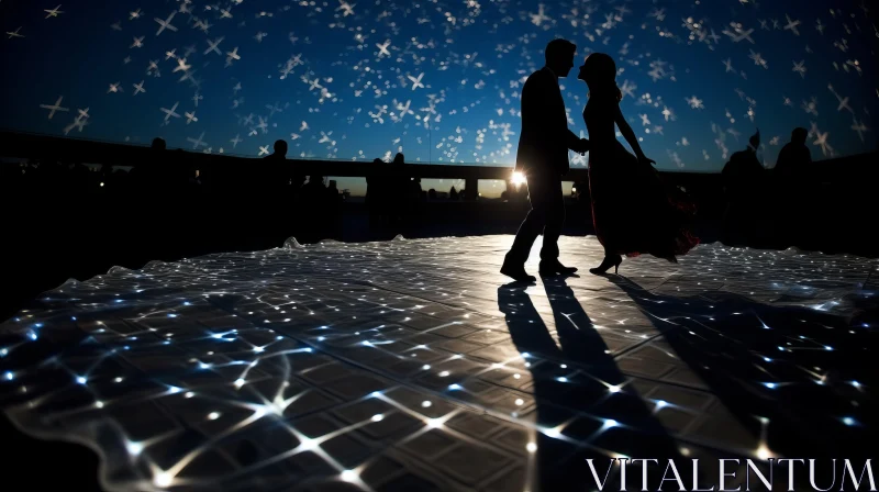 Starlit Dance - A Romantic Silhouette of a Couple AI Image