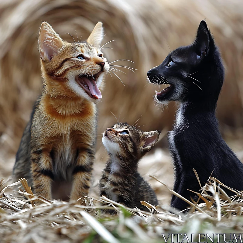 Charming Playful Kittens in Nature AI Image