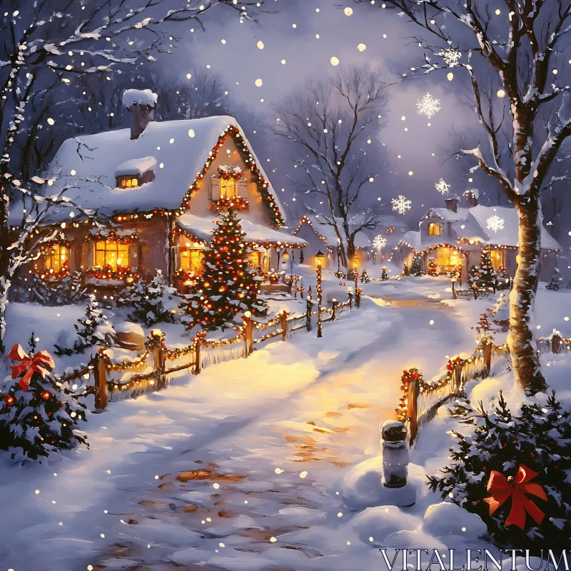 Cozy Winter Wonderland with Festive Decor AI Image