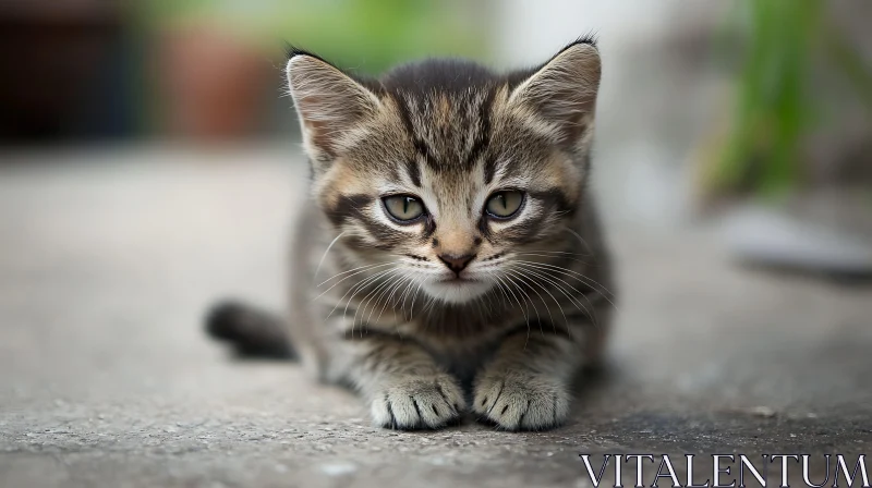 Curious Tabby Kitten Close-Up AI Image