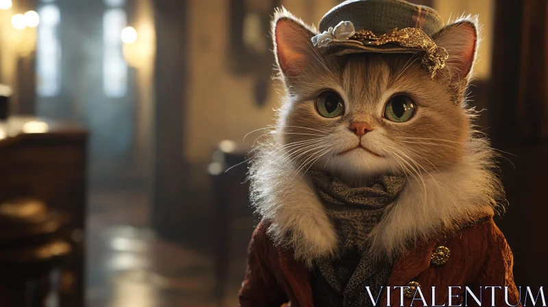 AI ART Charming Cat Dressed in Historical Fashion