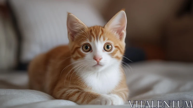 Charming Young Orange Tabby Cat with Curious Eyes AI Image