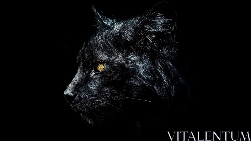 Black Panther Side View with Dark Background AI Image