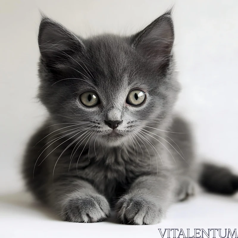 Cute Gray Kitten Close-Up AI Image