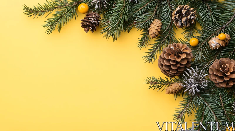 Seasonal Arrangement of Pine Cones and Evergreens AI Image