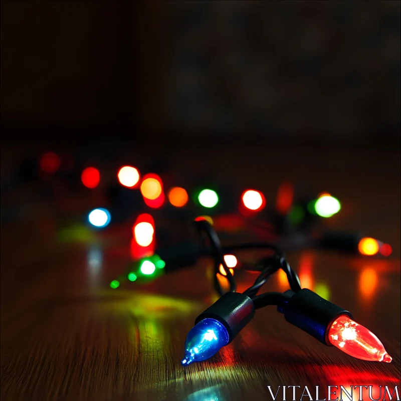 Colorful Holiday Lights with Bokeh Effect AI Image