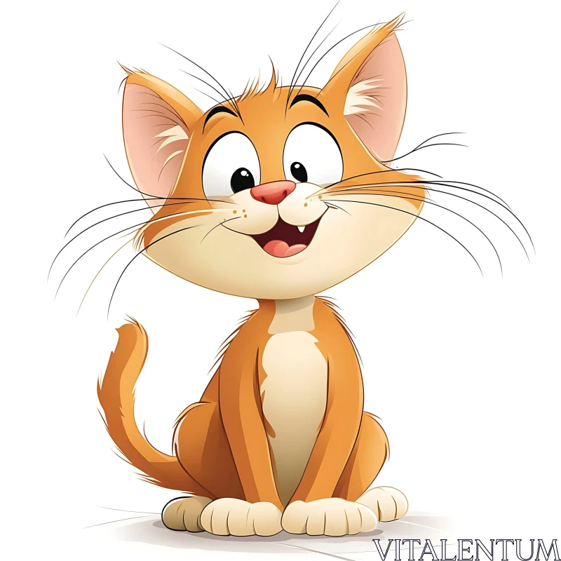 Playful Cartoon Cat with Expressive Features AI Image