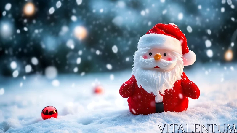 Festive Santa Claus Figure Amidst Snow AI Image