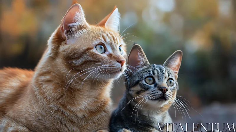 Adorable Pair of Cats with Striking Markings AI Image