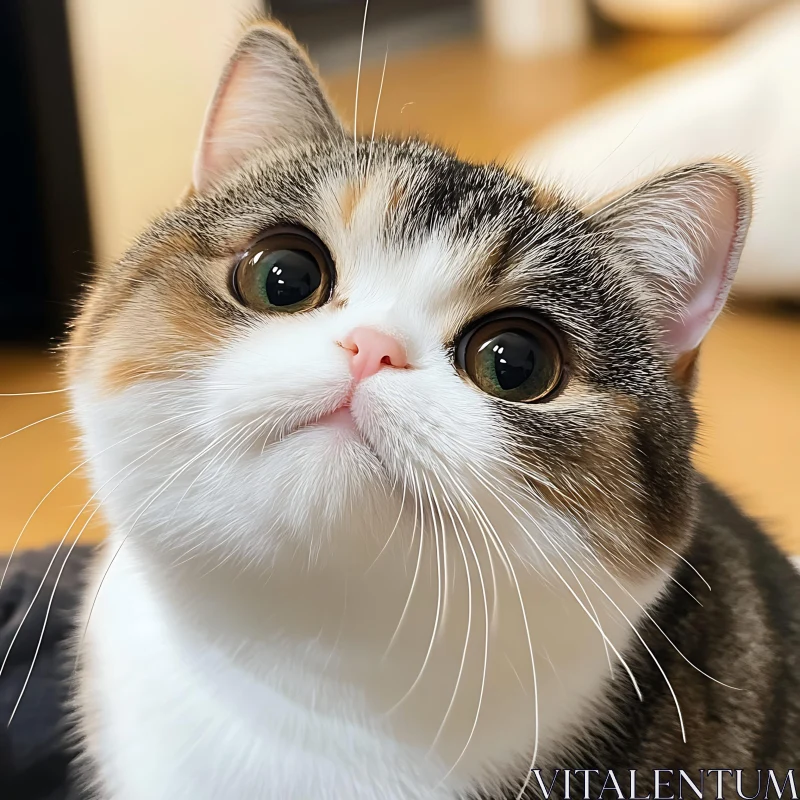 Cute Cat with Wide Eyes and Whiskers AI Image