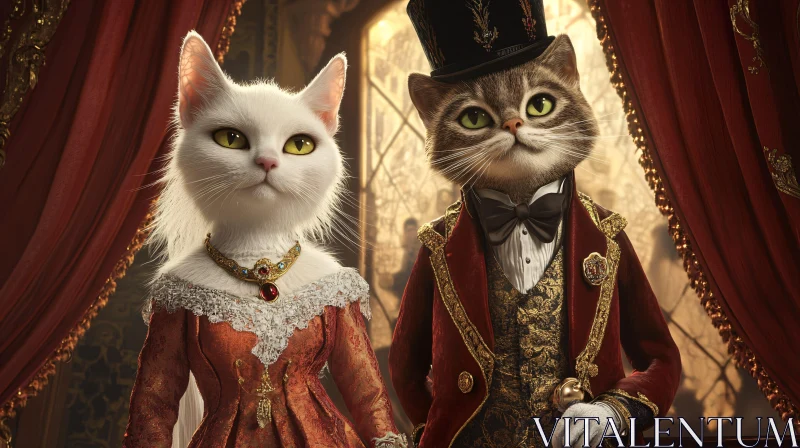 AI ART Victorian Cats Elegantly Dressed