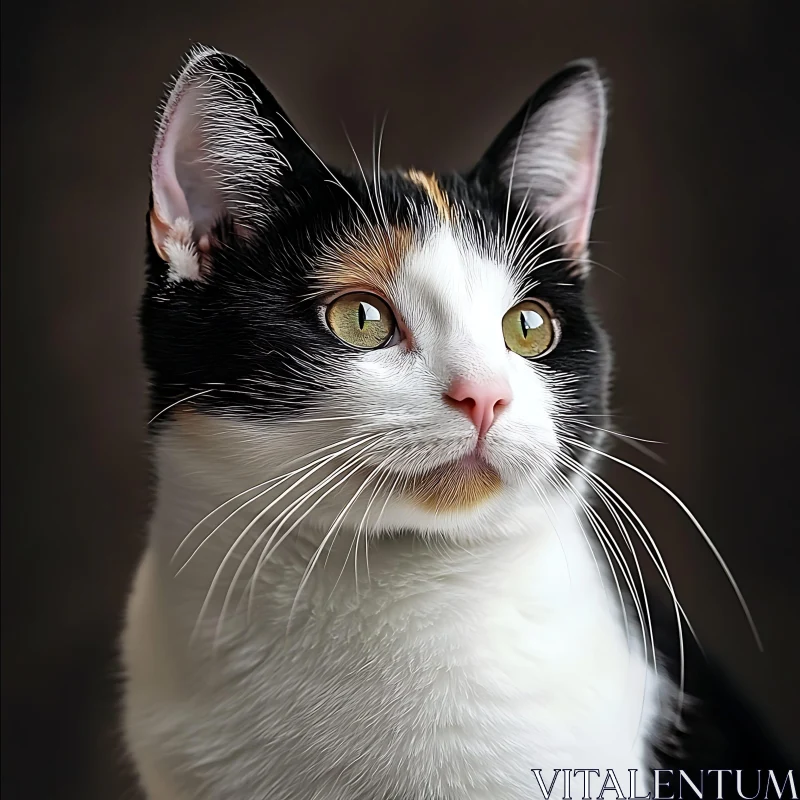 Calico Cat with Striking Green Eyes AI Image