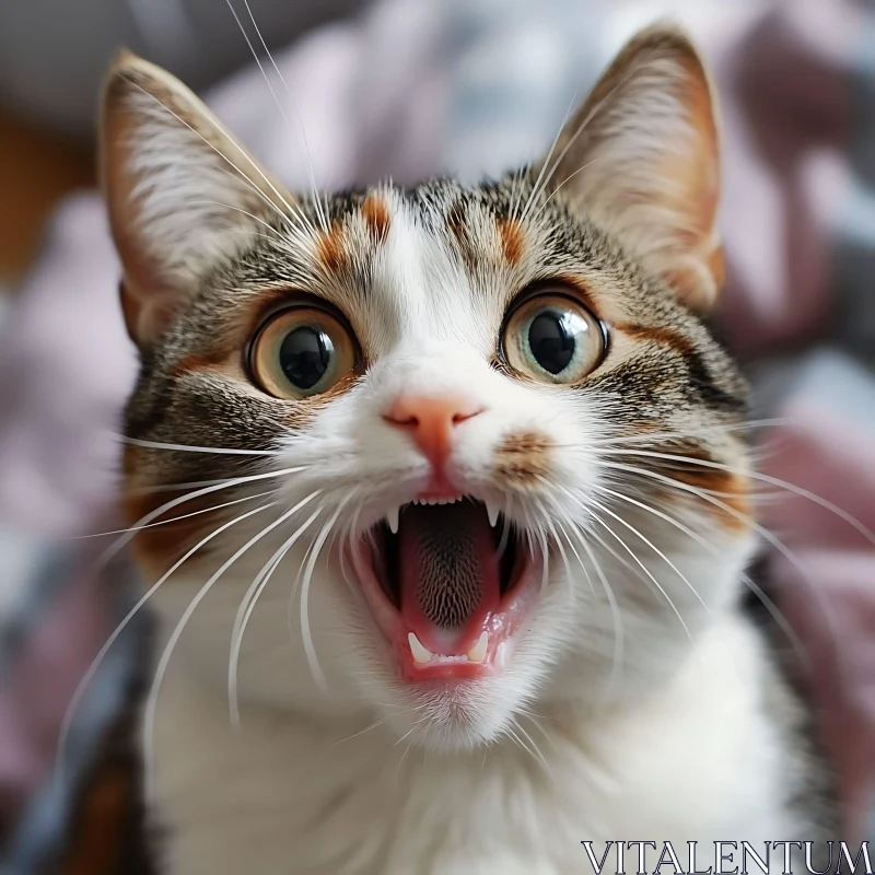 Close-Up of a Surprised Cat AI Image