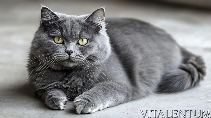 Captivating Grey Feline with Yellow Eyes AI Image