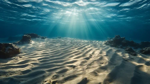 Serene Underwater View with Sunlit Ocean Floor