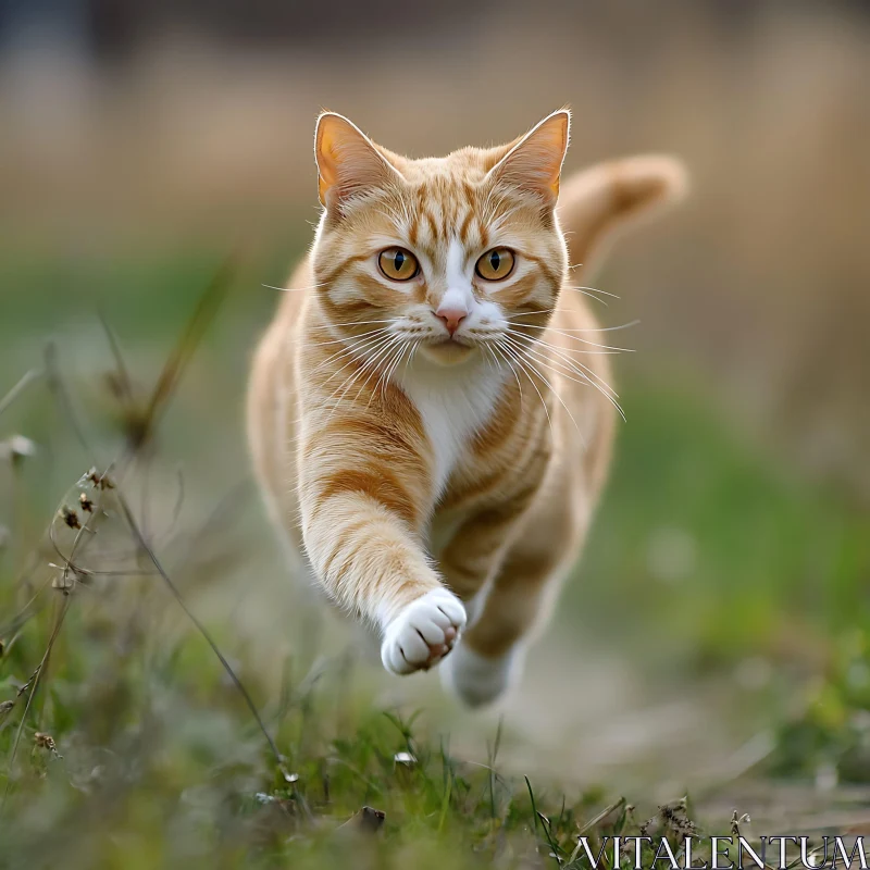 Feline Agility in Nature AI Image