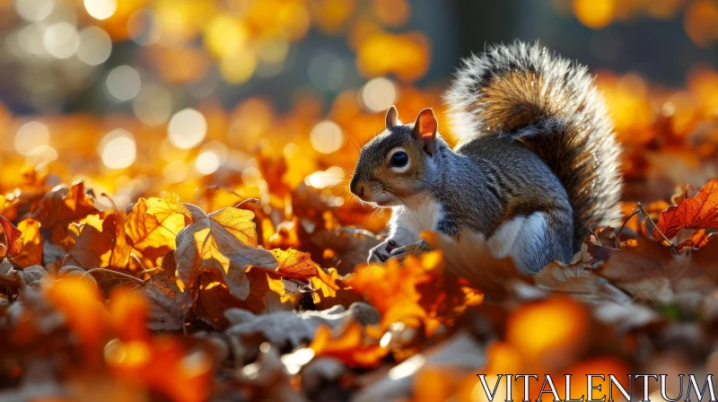 Captivating Image of a Squirrel on Fallen Leaves AI Image