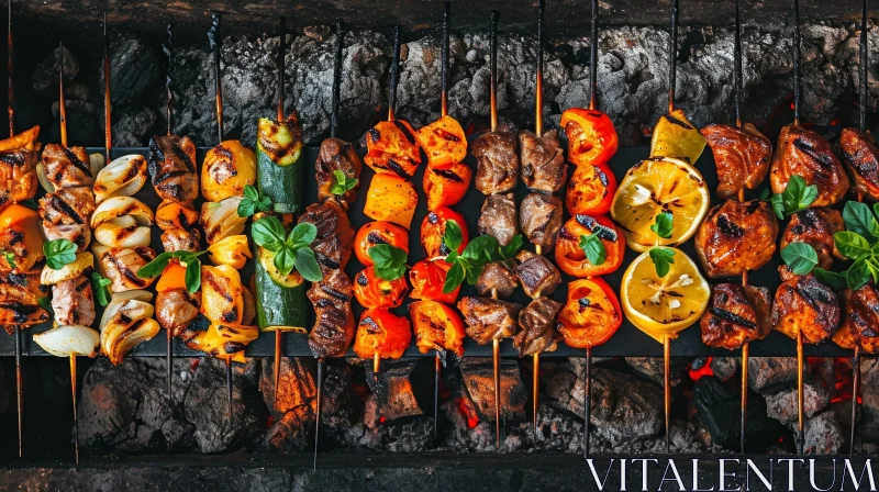 Delicious Skewers on a Grill: A Visual Feast for Food Enthusiasts AI Image