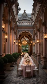 Elegant Cityscape - Ornate Building Banquet Setting