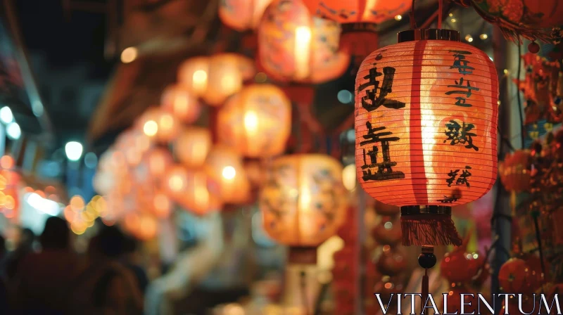 Enchanting Night Scene of Taiwan's Lantern Festival AI Image