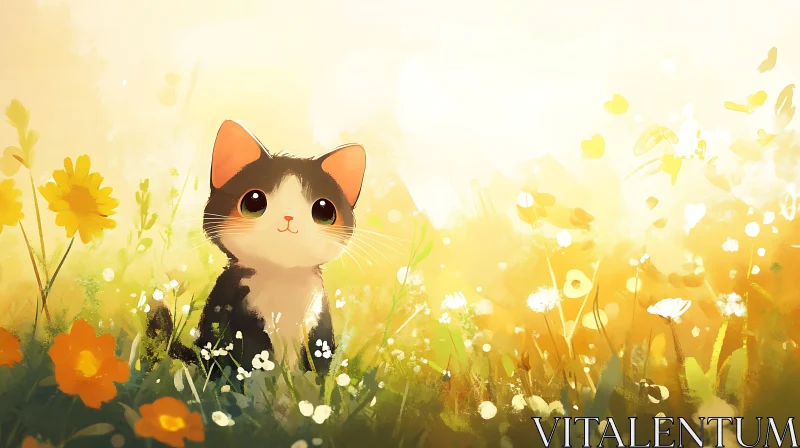 AI ART Kitten in a Flower Field