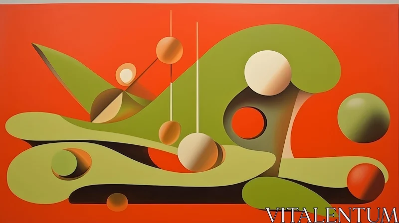 AI ART Vivid Abstract Painting with Organic Shapes