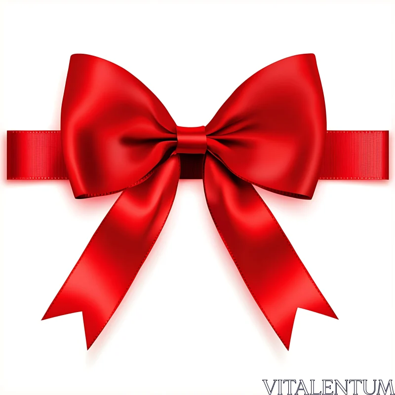 Elegant Red Ribbon Bow for Festive Decoration AI Image