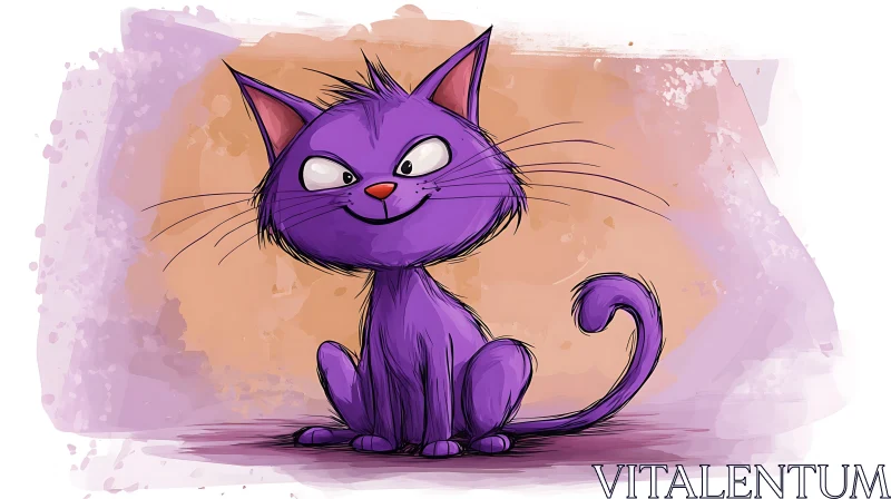 Playful Purple Cat Art AI Image