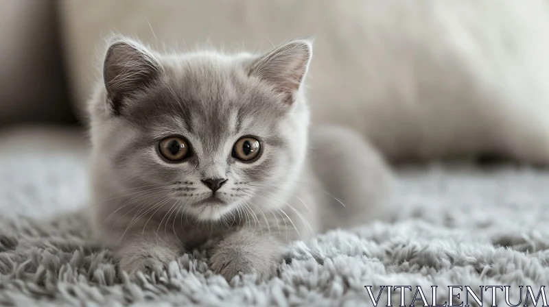 Cute Fluffy Kitten at Home AI Image