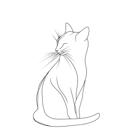 Elegant Cat Line Art Sketch