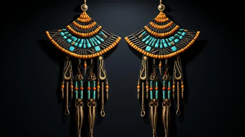 Exquisite Gold and Turquoise Fan Earrings