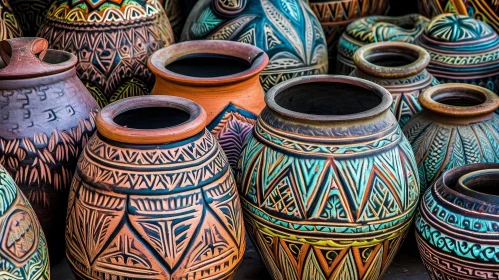 Exquisite Handmade Clay Pot Collection with Intricate Geometric Patterns