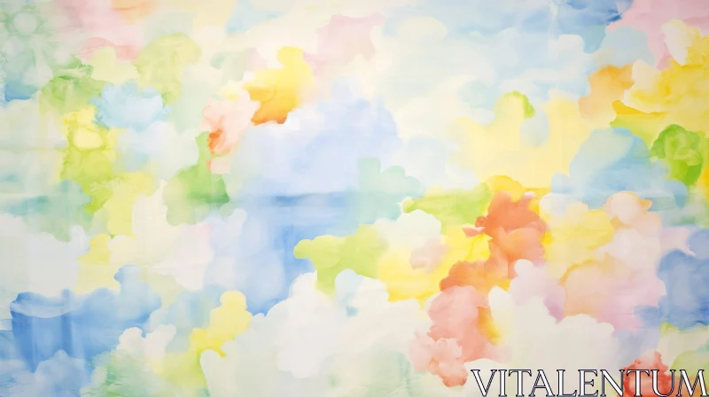 Tranquil Cloudscape Watercolor Painting AI Image