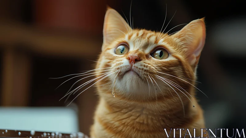 Ginger Cat Gazing Upwards AI Image