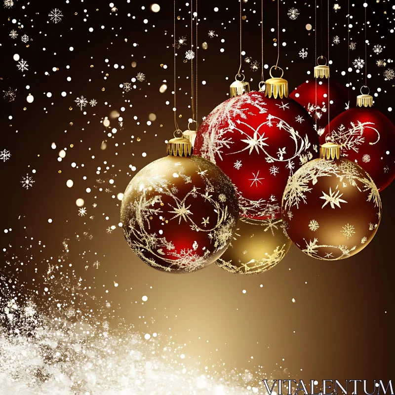 Elegant Red and Gold Holiday Decorations AI Image