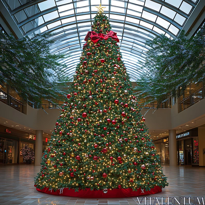 Magnificent Christmas Tree in Mall AI Image