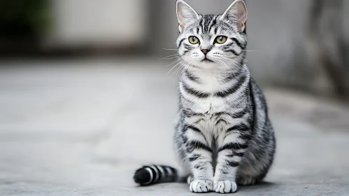 Graceful Striped Cat with Yellow Eyes