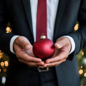 Festive Hands Cradling a Holiday Ornament