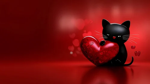 Black Cat and Red Heart