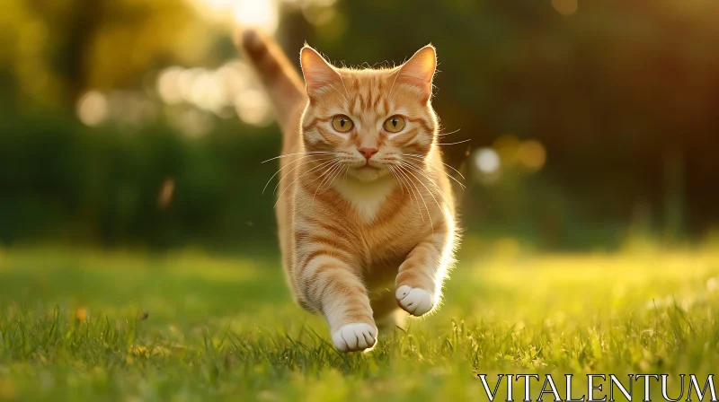 Playful Cat Running in the Sun AI Image