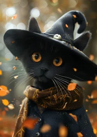 Magical Cat with Witch Hat