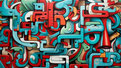 Colorful Abstract Graffiti Wall Art