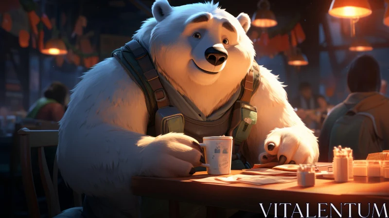 Disney's Frozen 3 Polar Bear Engaged in a Card Game AI Image