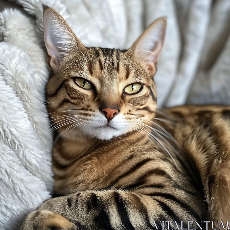 Serene Tabby Cat Resting | Animal Portrait AI Image