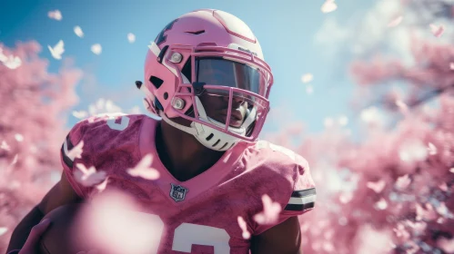 Pink American Football Player Close-Up
