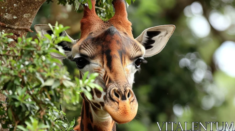 Stunning Giraffe Portrait in Forest | Mesmerizing Nature Photography AI Image