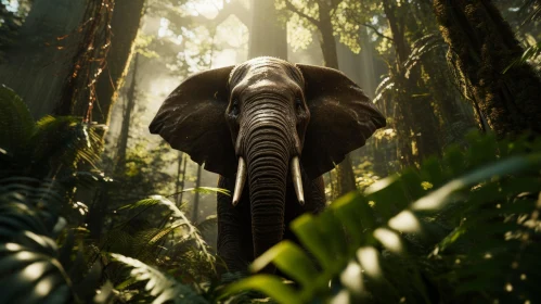 Unreal Engine Jungle: A Stunning Portrait of an Elephant in a Lush Environment