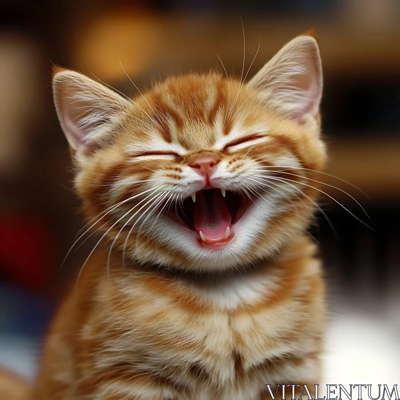 Laughing Orange Tabby Kitten AI Image